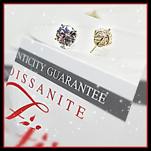 👑4CTTW! NEW! AUTH MOISSANITE 14KT GOLD STUDS 👑 - Picture 4 of 6